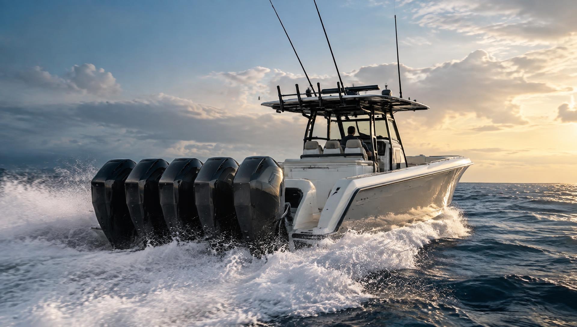 Premium multi-engine center console underway
